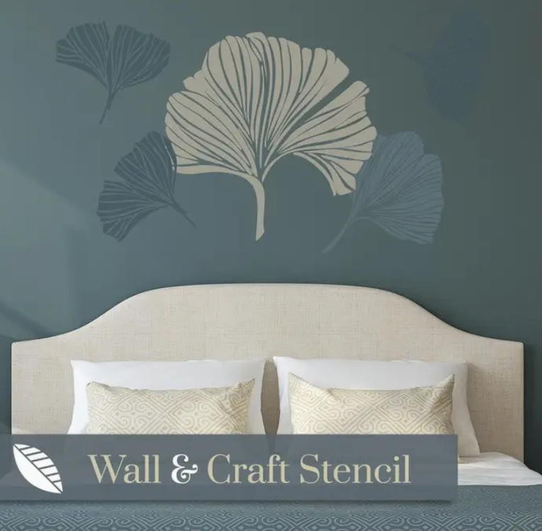 Ginkgo Leaf Wall Stencil Stencil Up Stencil art-noise.myshopify.com ginkgo-leaf-wall-stencil