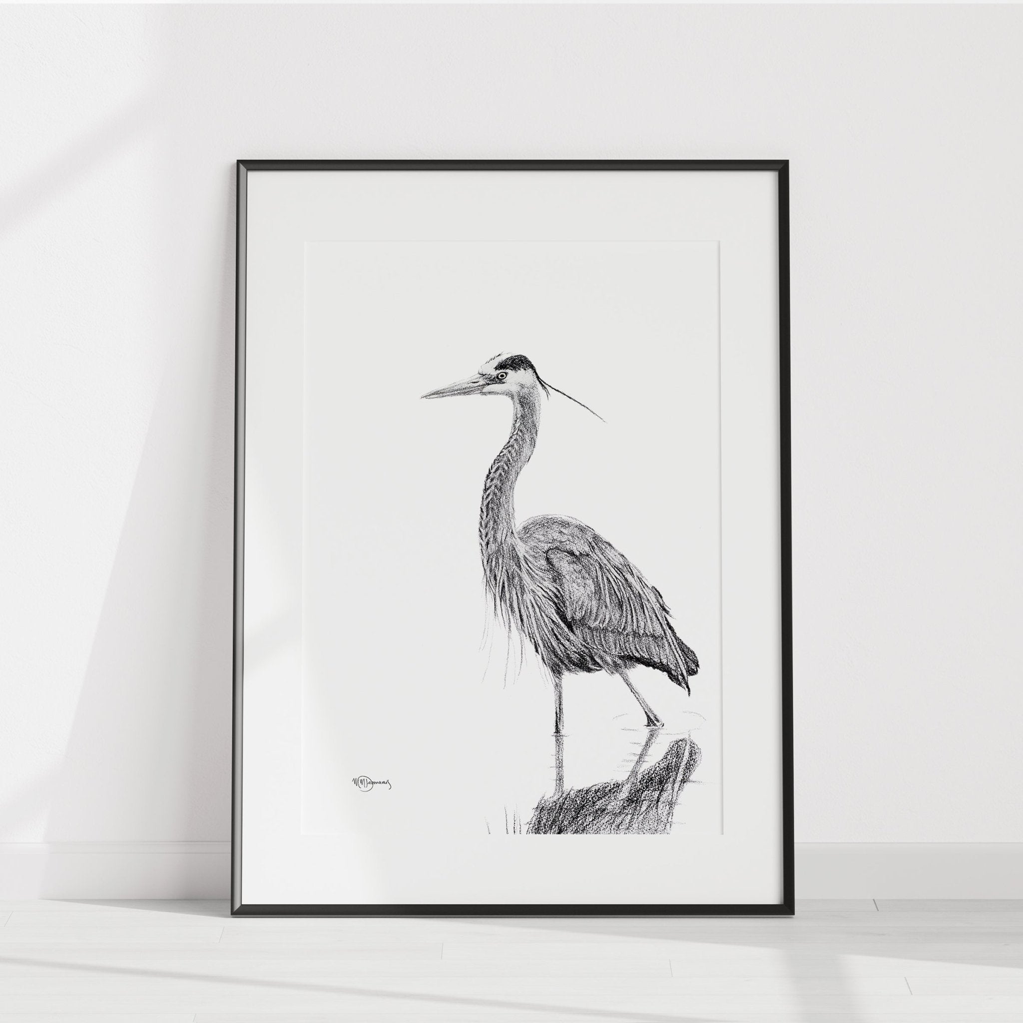 Heron NO 2 - Blue Heron in water illustration