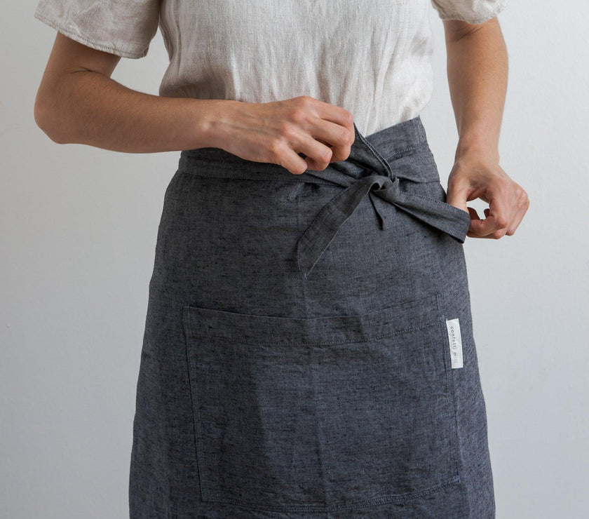 Half Linen Apron - Anthracite