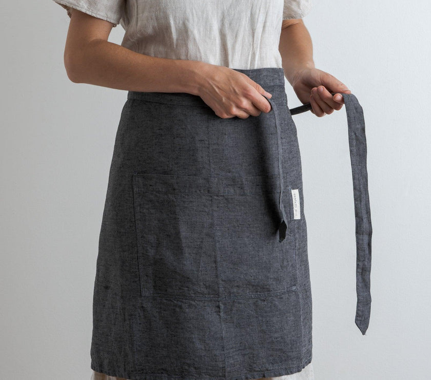 Half Linen Apron - Anthracite