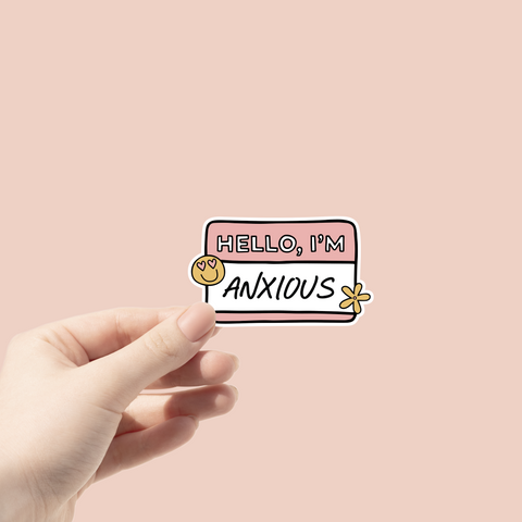 Hello I'm Anxious Sticker Glitter Paper Scissors sticker art-noise.myshopify.com hello-im-anxious-sticker