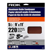 ROK - 5 PC ALUMINUM OXIDE SANDPAPER 220 GRIT