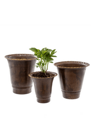 Leather Effect Trumpet Pots – Set of 3