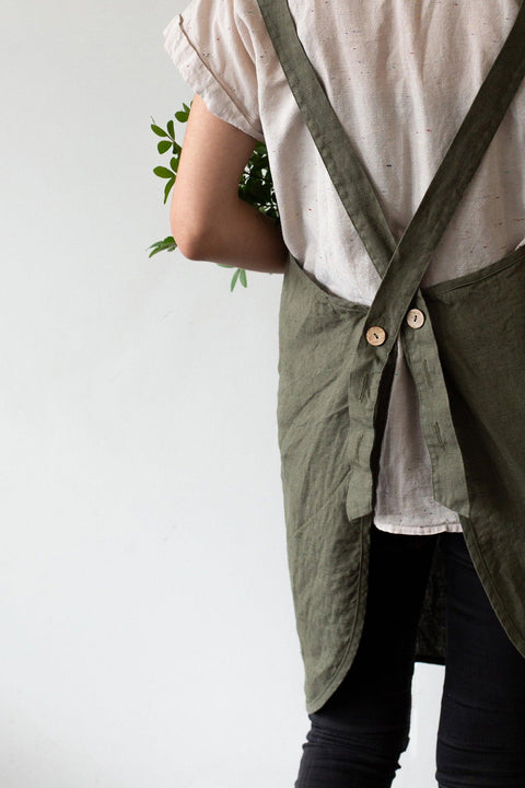 Linen Apron - Forest green