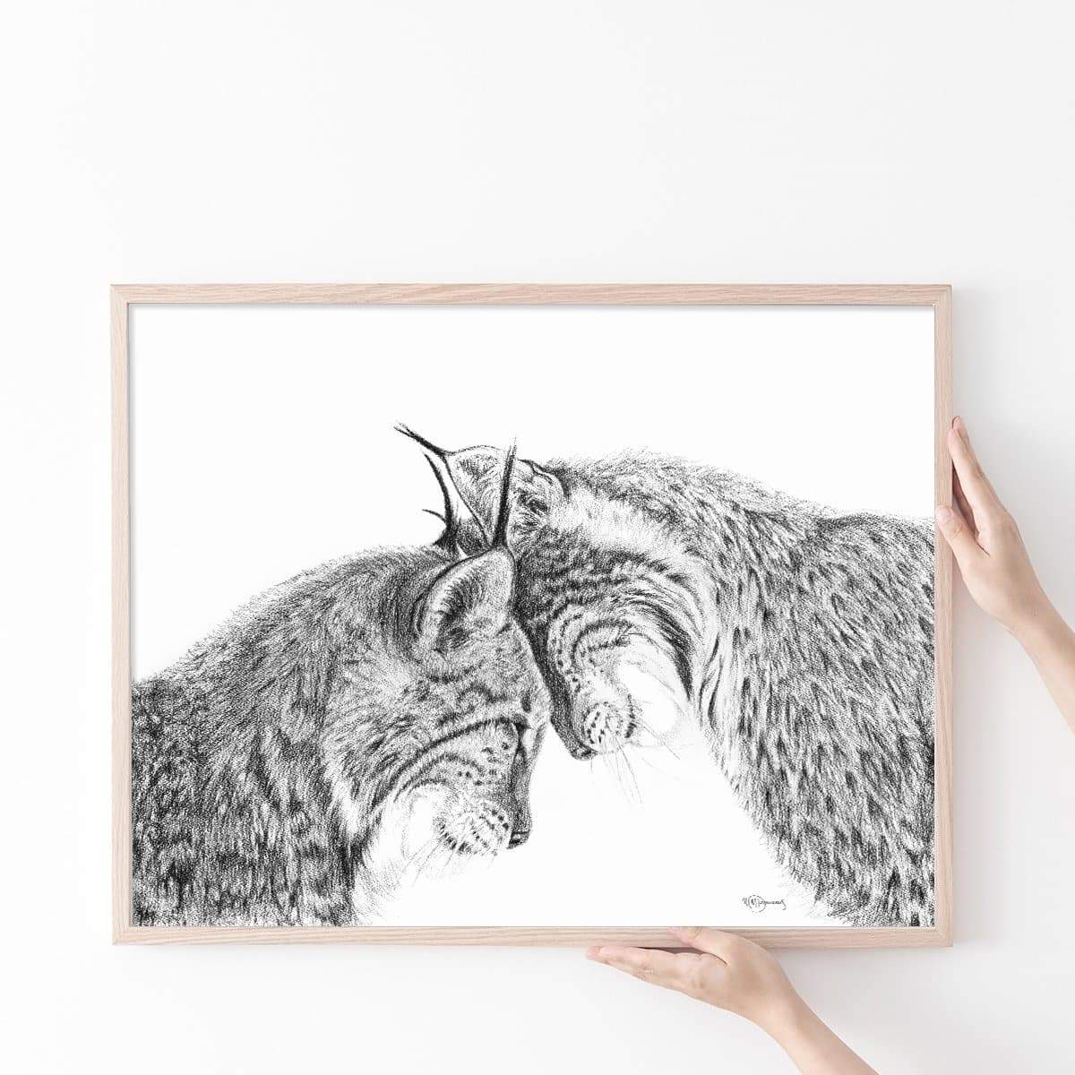 Lynx in love illustration - "Social Animal" Collection LE NID atelier illustration art-noise.myshopify.com lynx-in-love-illustration-social-animal-collection