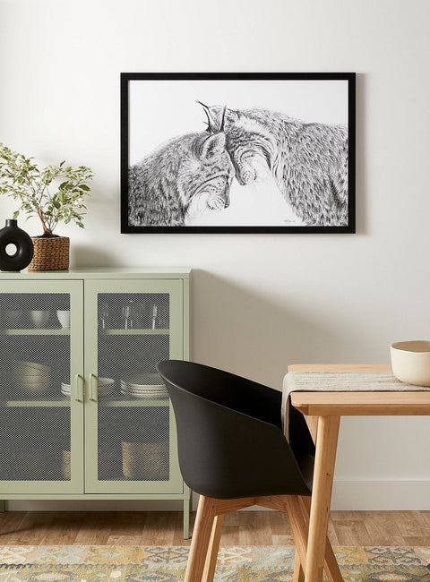 Lynx in love illustration - "Social Animal" Collection LE NID atelier illustration art-noise.myshopify.com lynx-in-love-illustration-social-animal-collection