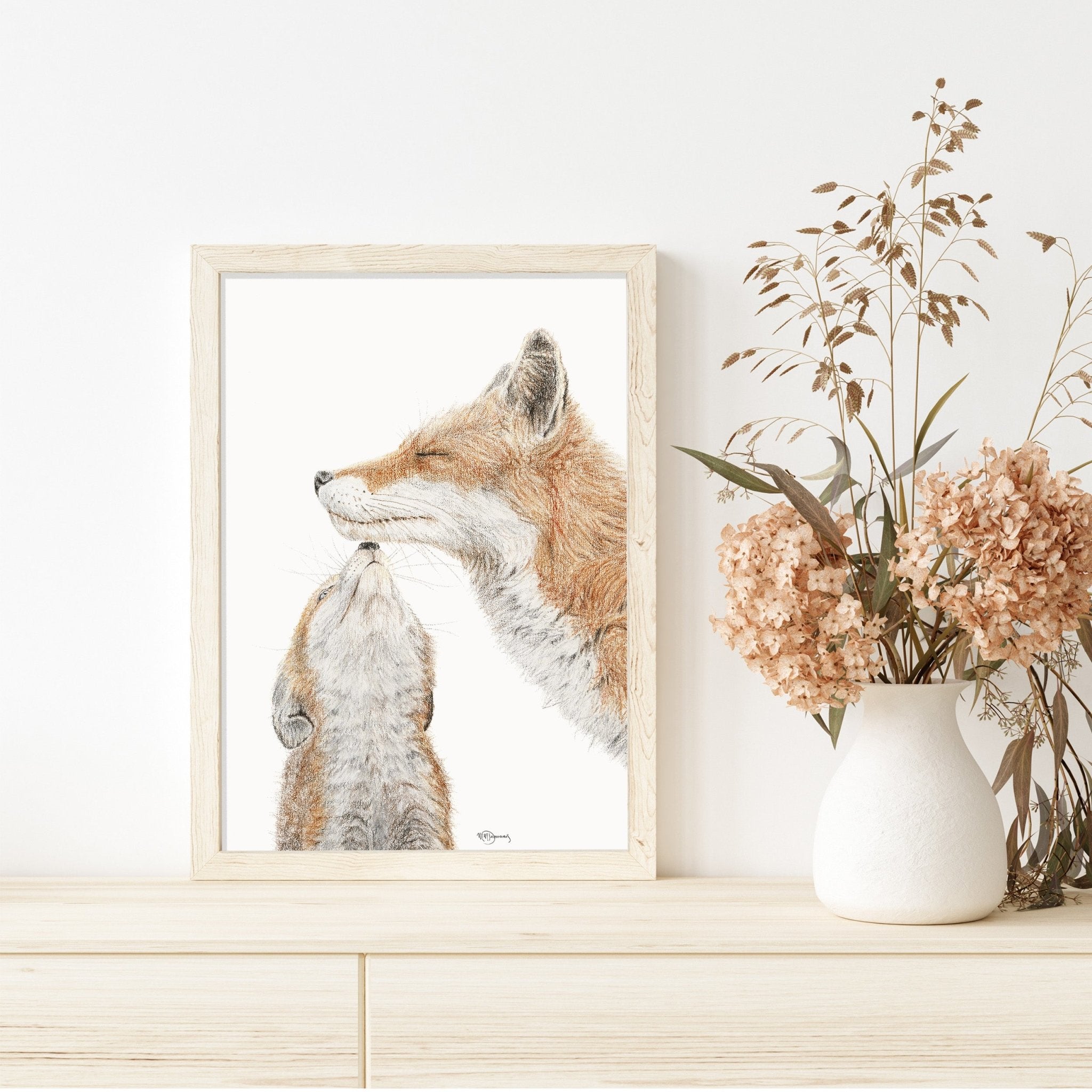 Mama Fox with baby - Color