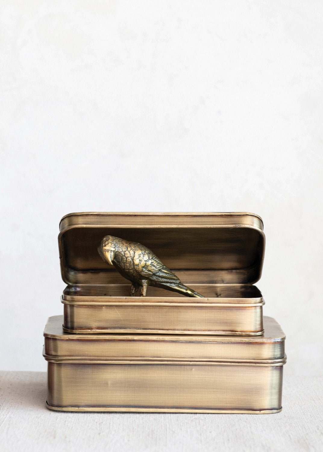 Metal Brass Boxes, Set of 2