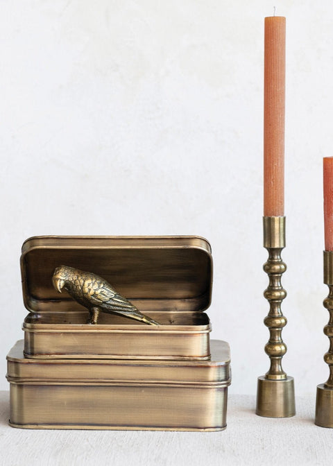 Metal Brass Boxes, Set of 2