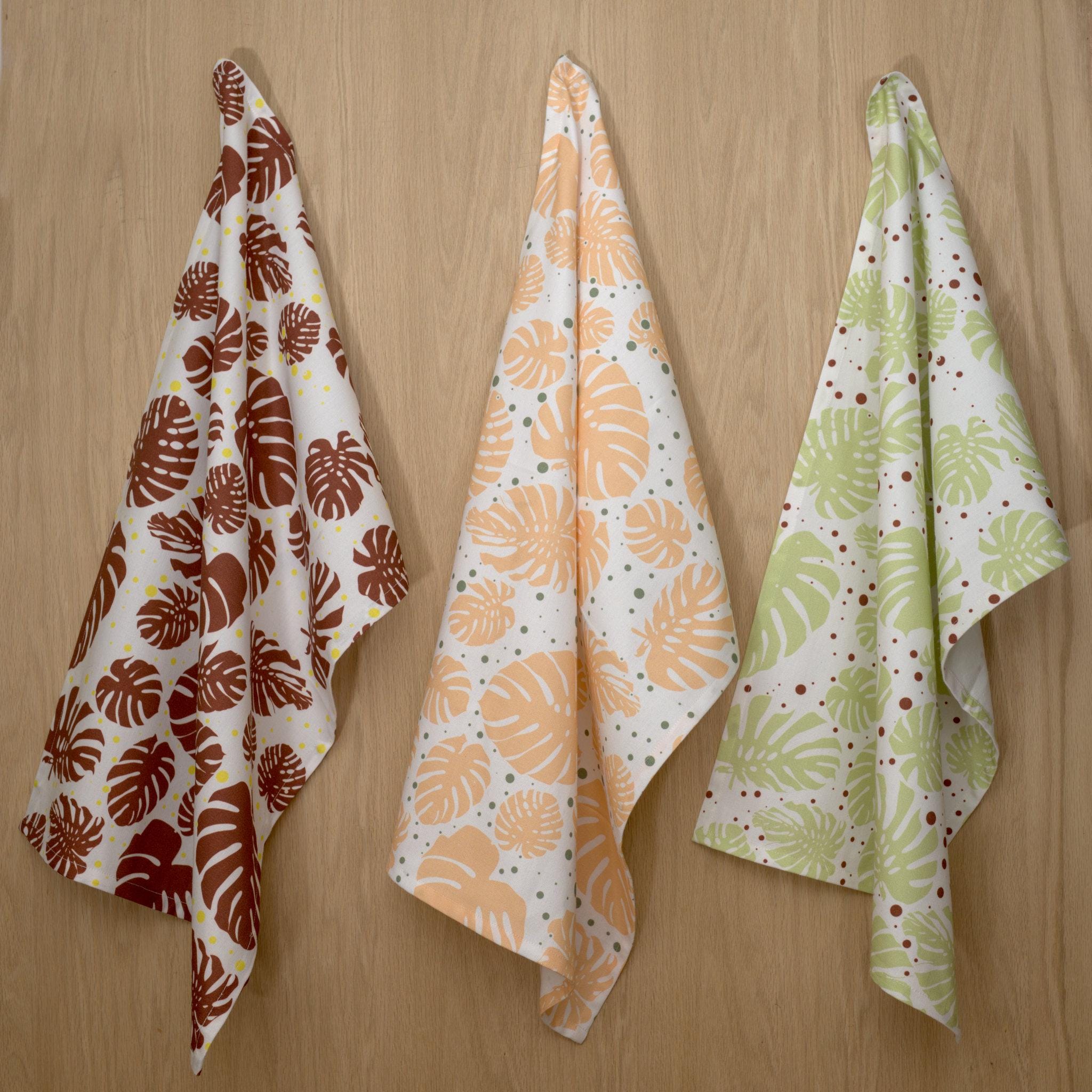 Monstera Leaf Tea Towels: Set of 3 or 4