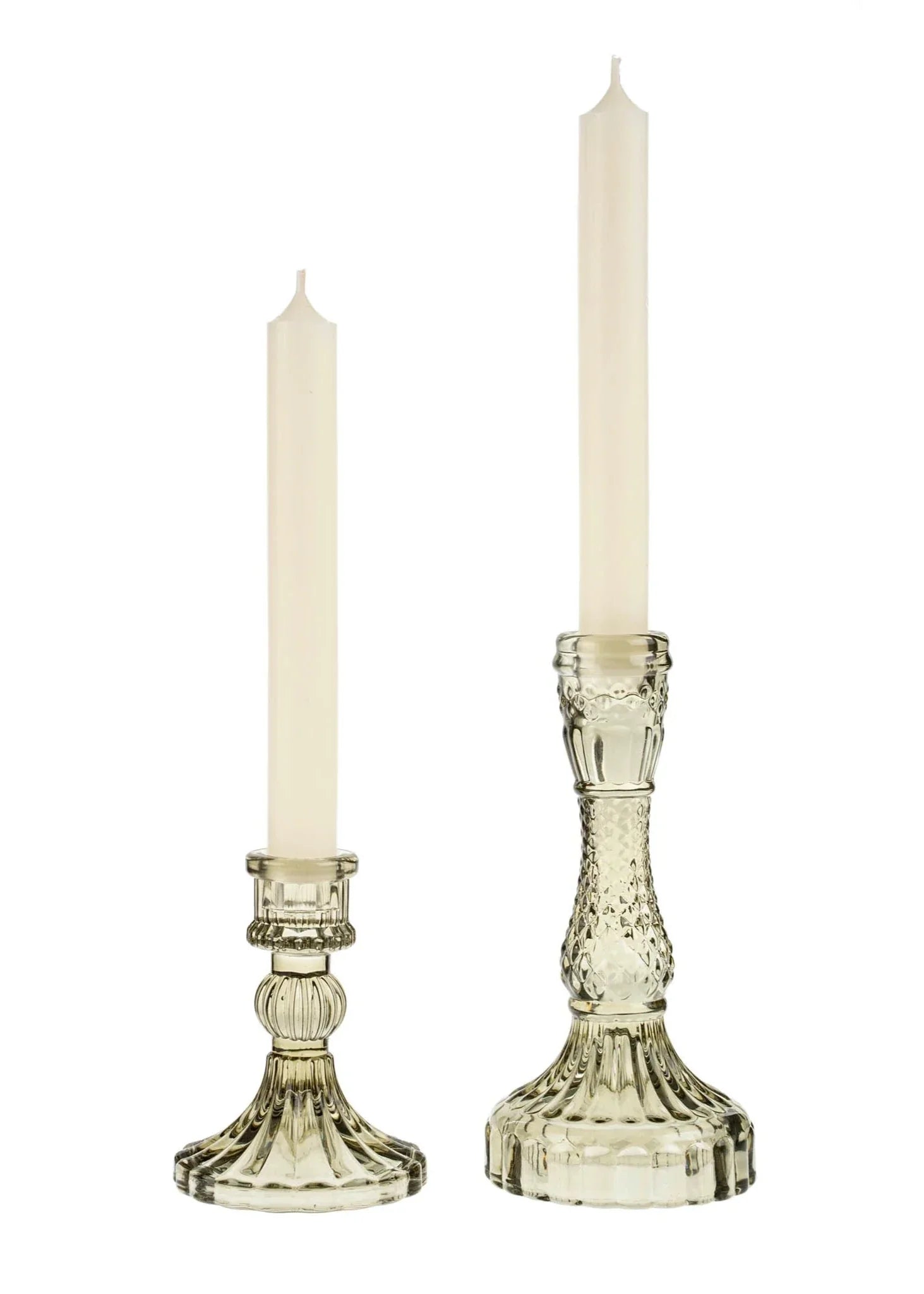 Palazzo Glass Candle Holder, Set of 2 - Grey