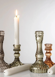 Palazzo Glass Candle Holder, Set of 2 - Grey