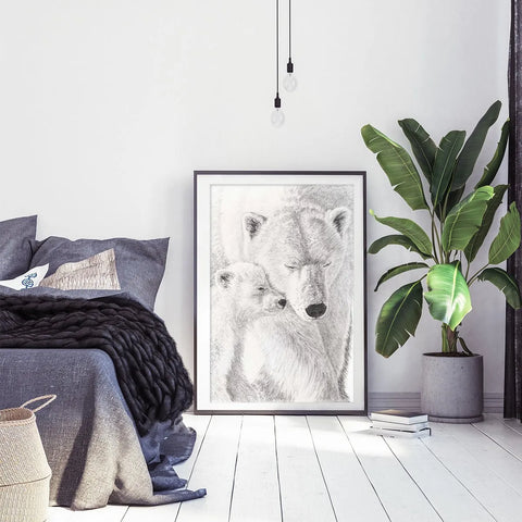  Polar Bear with cub illustration - "Social Animal" Collection LE NID atelier illustration art-noise.myshopify.com polar-bear-with-cub-illustration-social-animal-collection