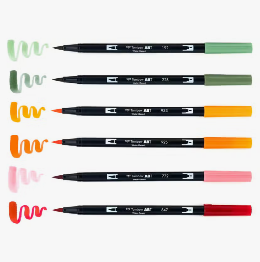 Dual Brush Pen Art Markers, Pumpkin Spice, 6-Pack