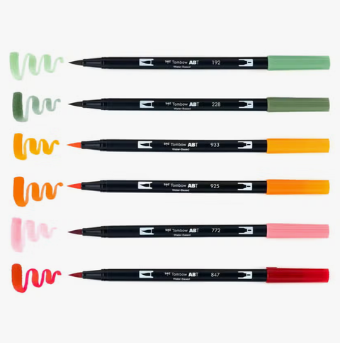 Dual Brush Pen Art Markers, Pumpkin Spice, 6-Pack - Art Noise