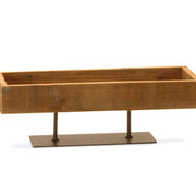 Rectangular Wood Tray on Metal Stand