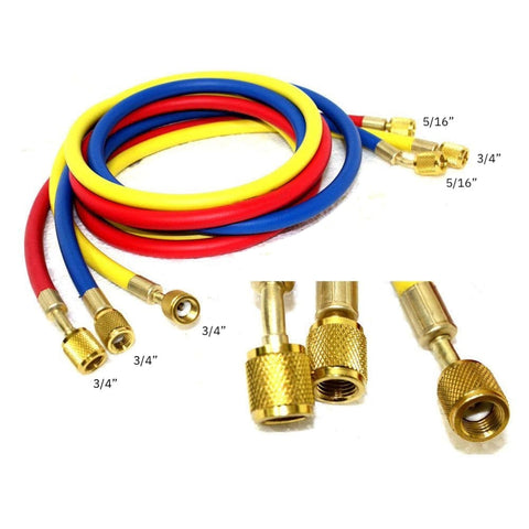 Byson Refrigerant Charging Hoses x3 - 90cm