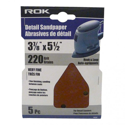 ROK - 5 PC DETAIL SANDPAPER 220 GRIT