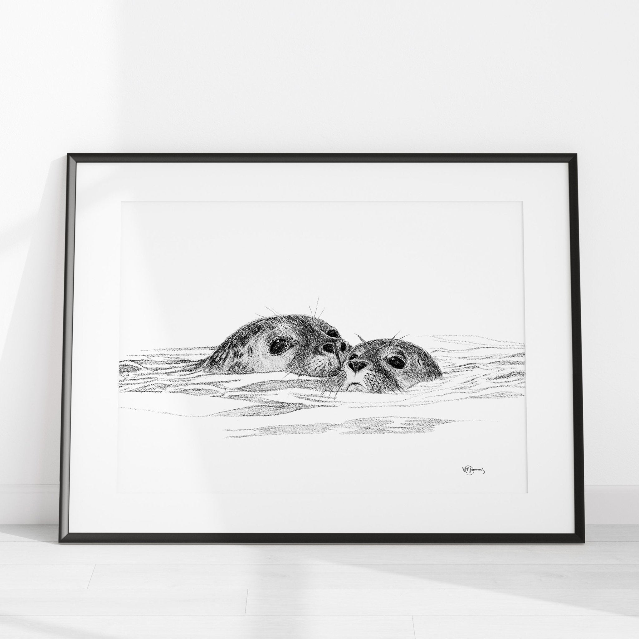 Seal with cub - illustration