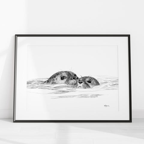 Seal with cub - illustration LE NID atelier illustration art-noise.myshopify.com seal-with-cub-illustration