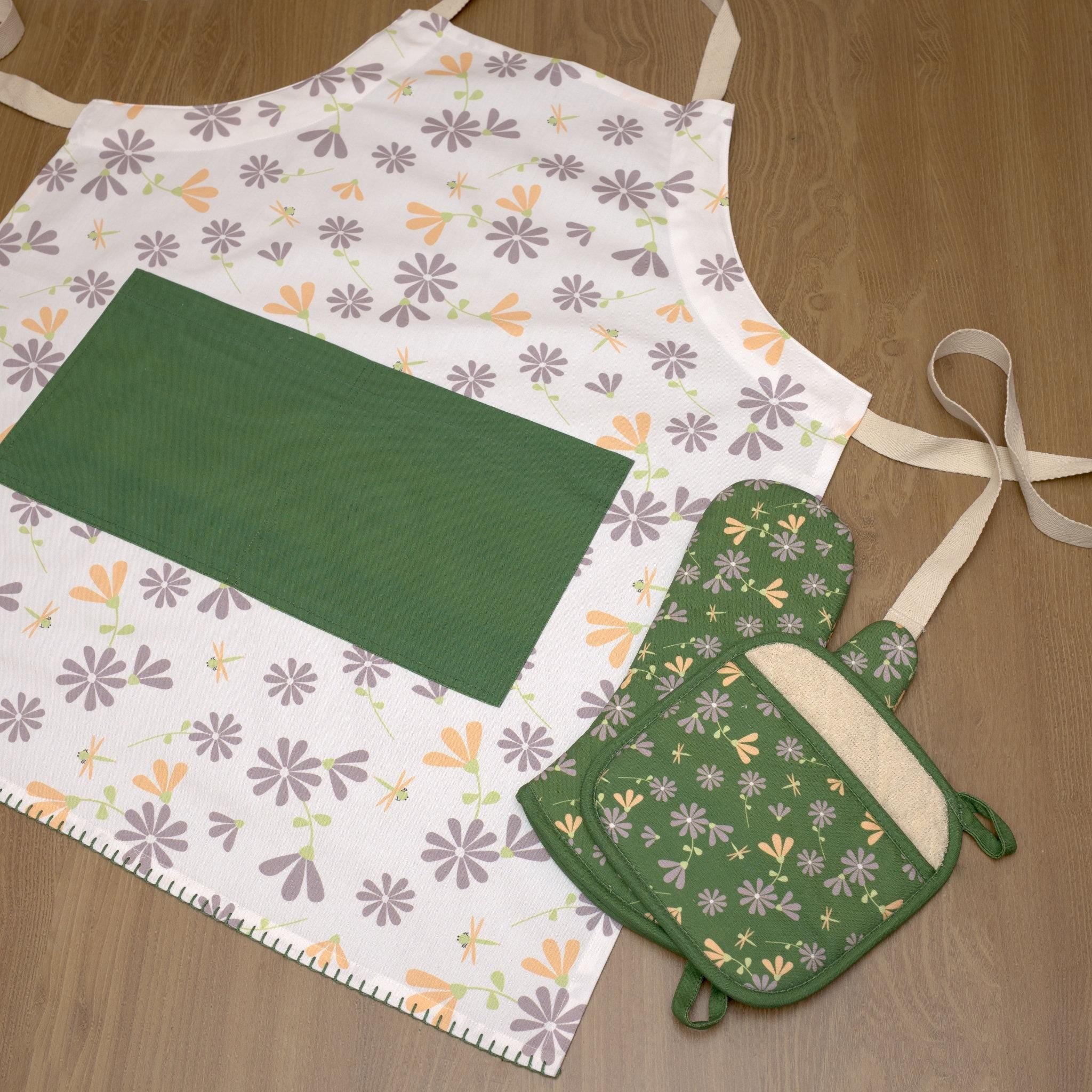 Shy Dragonfly: Washable Cotton Apron-4 Colors