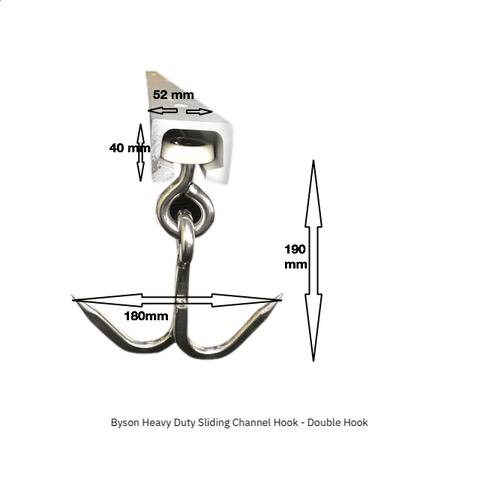 Byson Heavy Duty Sliding Channel Hooks - Pack of 4