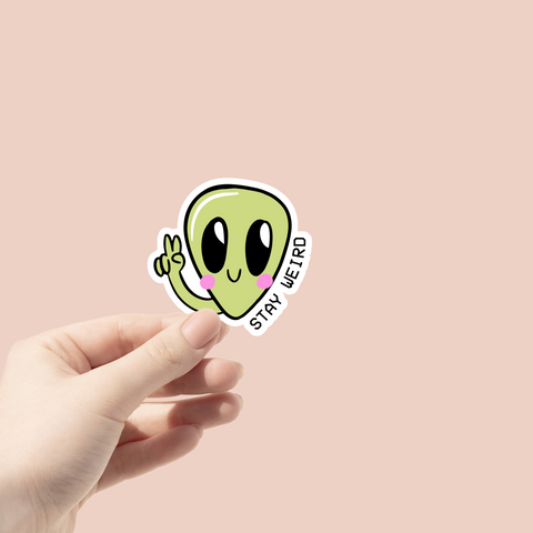 Stay Weird Alien Sticker Glitter Paper Scissors sticker art-noise.myshopify.com stay-weird-alien-sticker