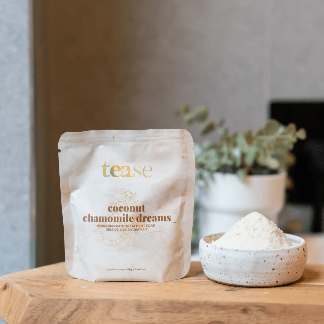  Coconut Chamomile Dreams Bath Soak Tease - Tea Inspired Wellness & Beauty blended green tea art-noise.myshopify.com coconut-chamomile-dreams-bath-soak