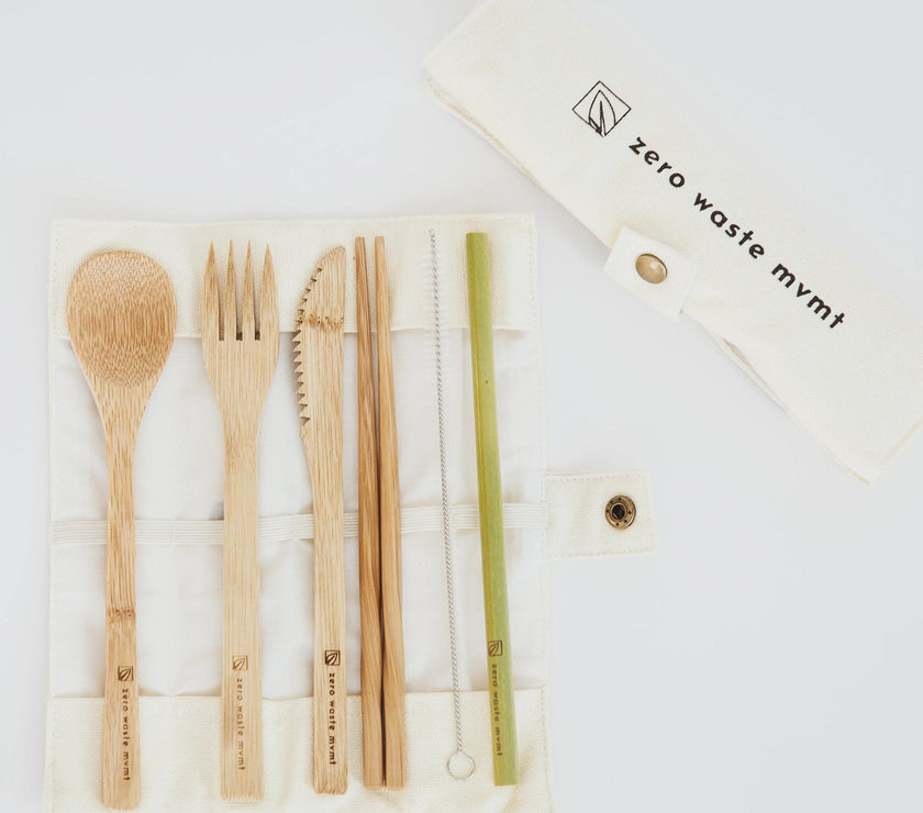 Travel Bamboo Utensil Set With Pouch