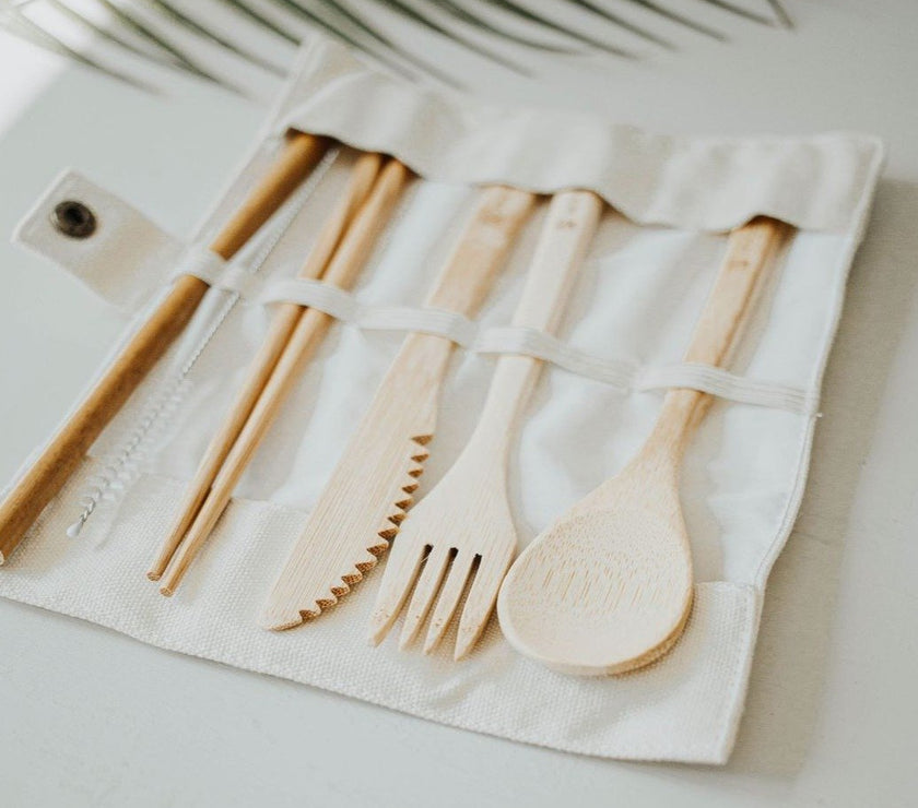Travel Bamboo Utensil Set With Pouch