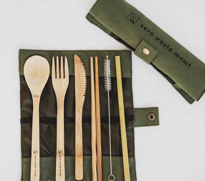 Travel Bamboo Utensil Set With Pouch
