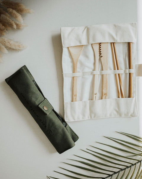 Travel Bamboo Utensil Set With Pouch