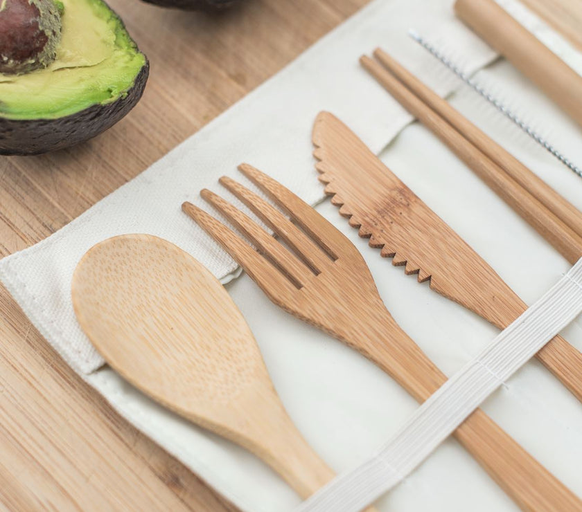 Travel Bamboo Utensil Set With Pouch