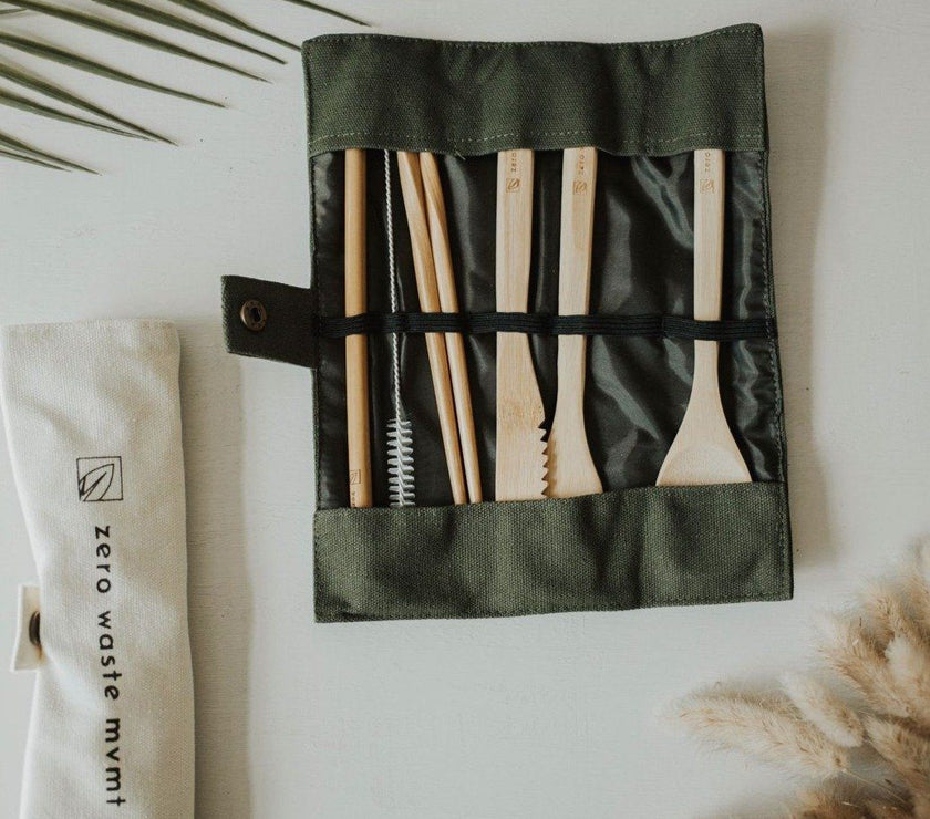 Travel Bamboo Utensil Set With Pouch