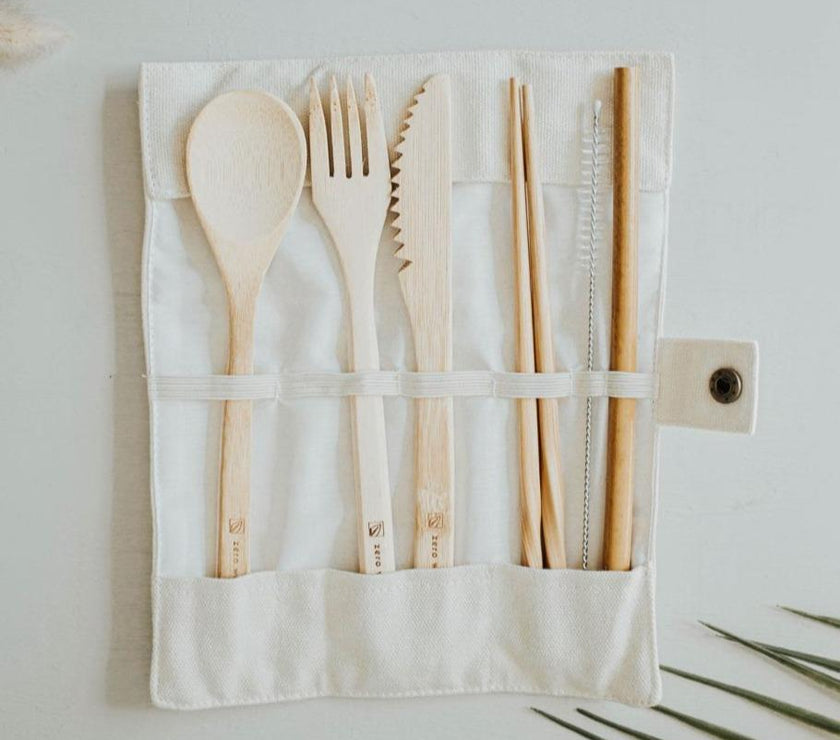 Travel Bamboo Utensil Set With Pouch