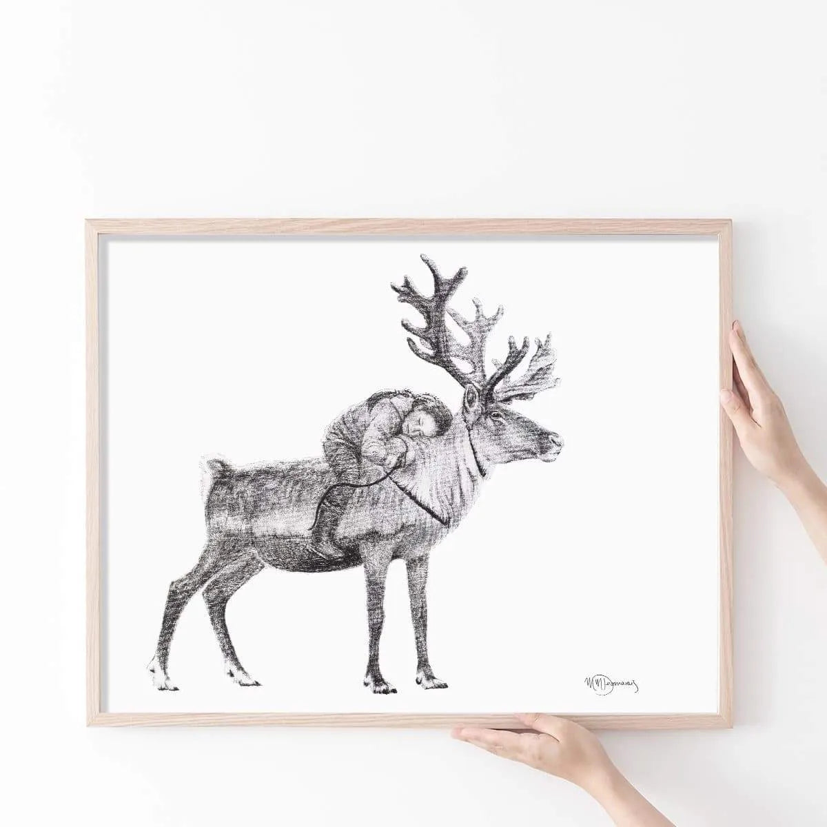  Tsaatan Girl with Reindeer illustration - "Social Animal" Collection LE NID atelier illustration art-noise.myshopify.com tsaatan-girl-with-reindeer-illustration-social-animal-collection