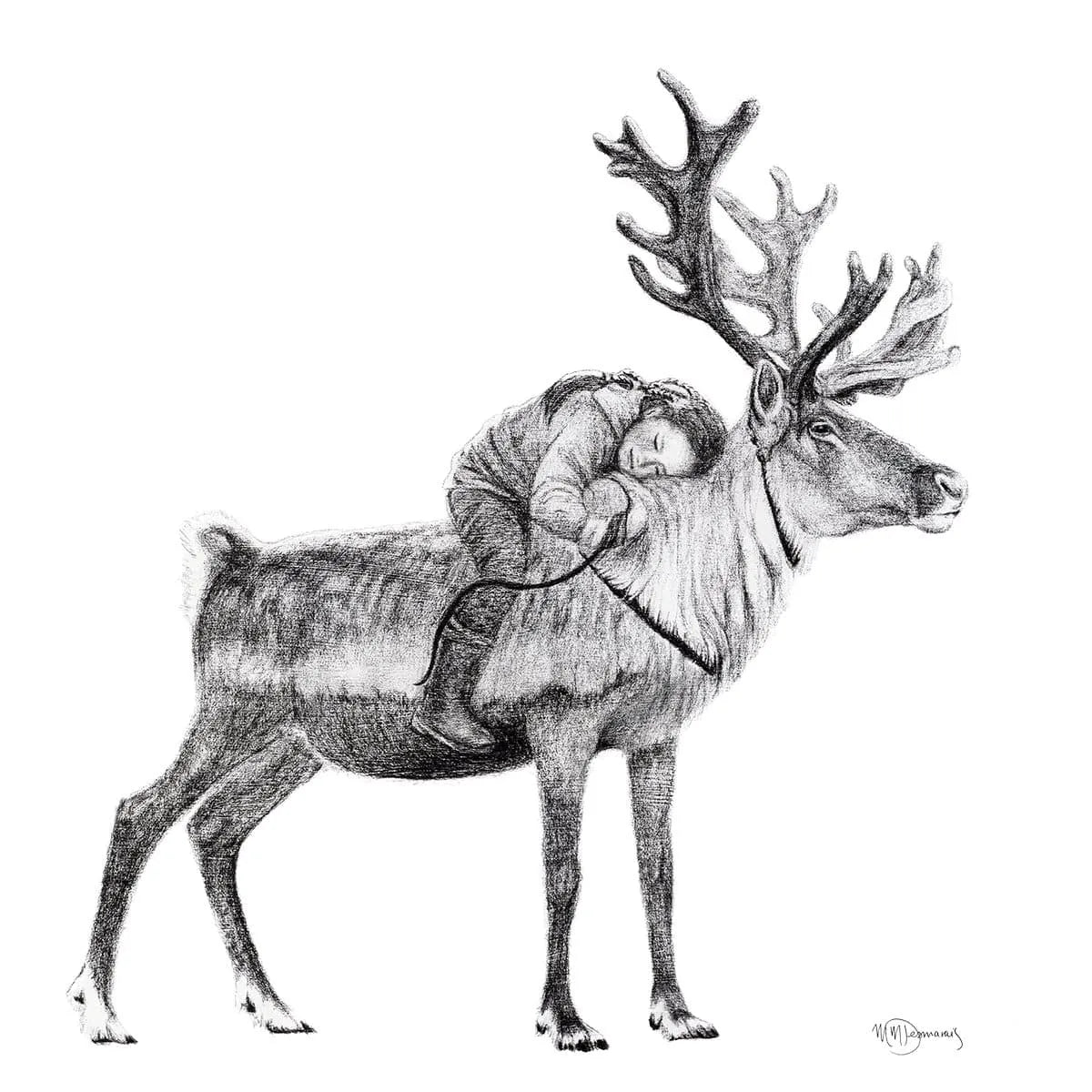  Tsaatan Girl with Reindeer illustration - "Social Animal" Collection LE NID atelier illustration art-noise.myshopify.com tsaatan-girl-with-reindeer-illustration-social-animal-collection