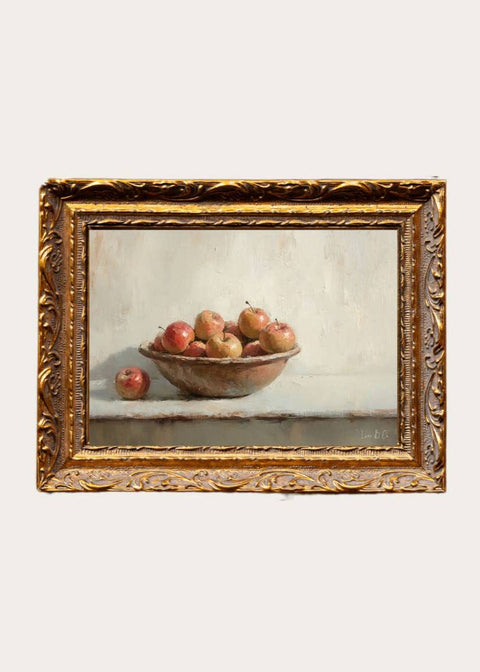 Vintage Pomme | French Brass Gold Mould Framed Art - 8" x 10"
