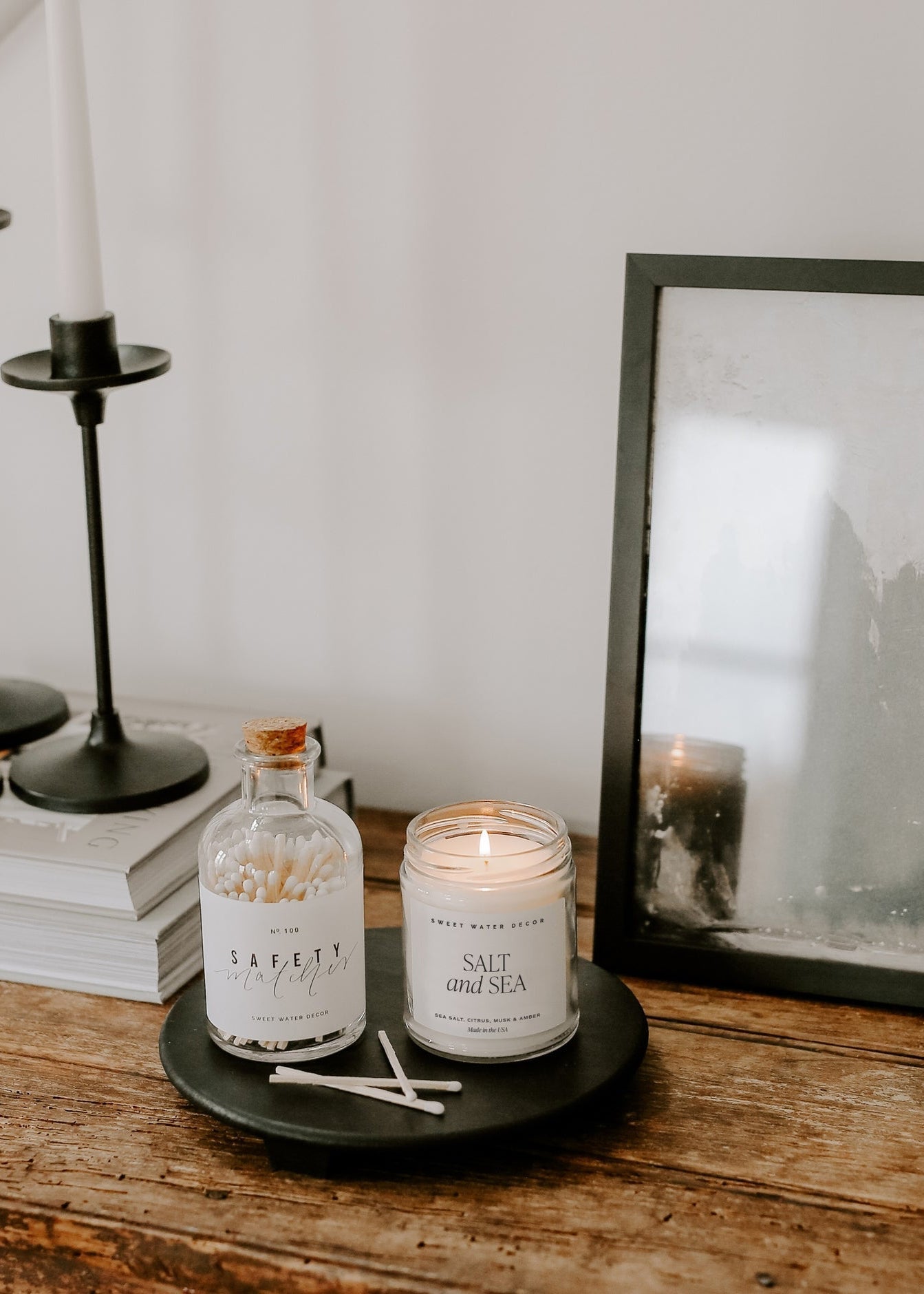 Wood Pedestal Stand - Black