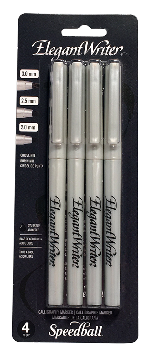 Speedball - Elegant Writer® Special Occasion 4 Pen Set Carded - Green, Red, Gold, Silver (4548319412311)