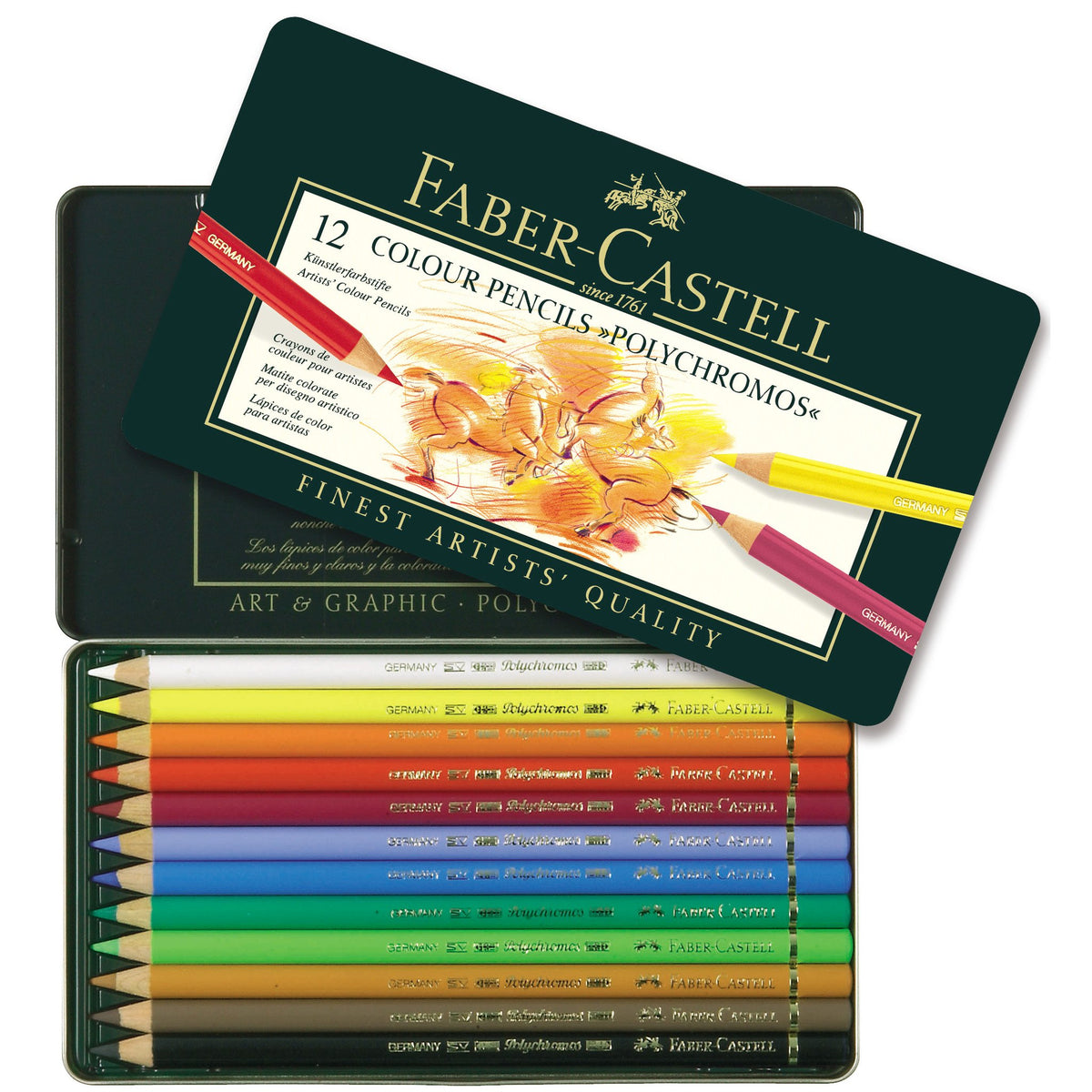 Faber-Castell - POLYCHROMOS Coloured Pencil - Tin of 12 (4438877110359)