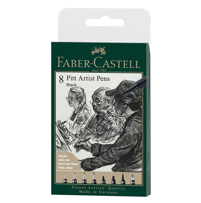 Faber-Castell - PITT Artist Pen - Black Wallet of 8
