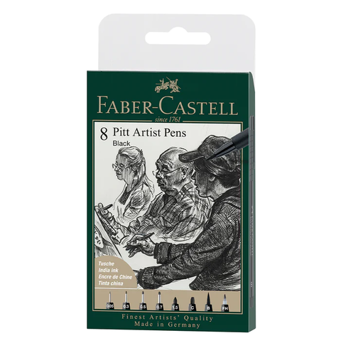 Faber-Castell - PITT Artist Pen - Black Wallet of 8 - Art Noise Faber-Castell - PITT Artist Pen - Black Wallet of 8 Faber-Castell Markers art-noise.myshopify.com faber-castell-pitt-artist-pen-black-wallet-of-8