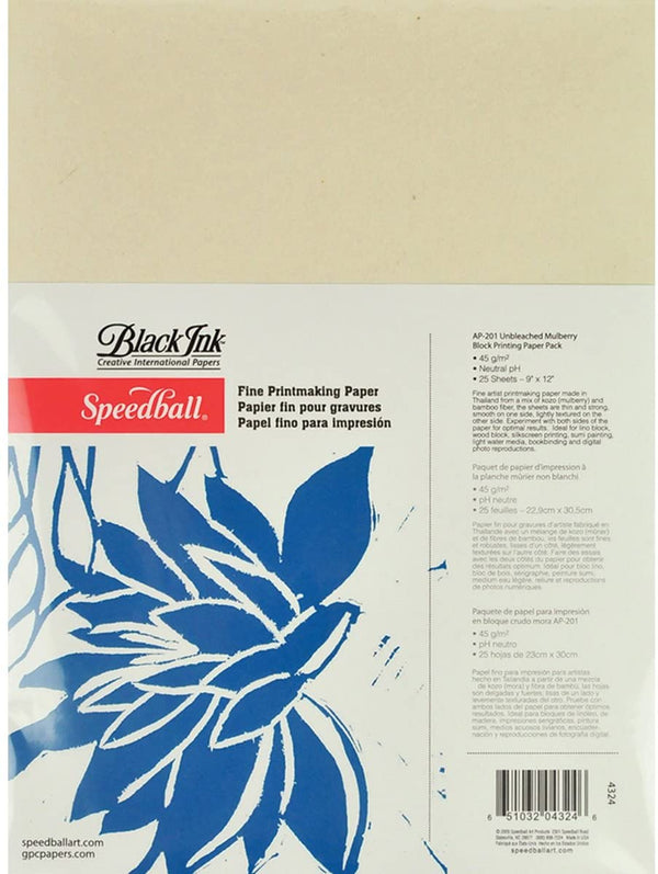 Speedball - Unbleached Mulberry Paper Natural - 9"x12"