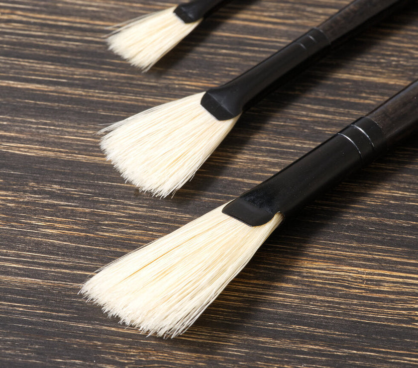 Tri-Art Artist Brushes - Long Handle Natural Bristle - Fan - Art Noise