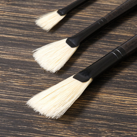 Tri-Art Artist Brushes - Long Handle Natural Bristle - Fan - Art Noise