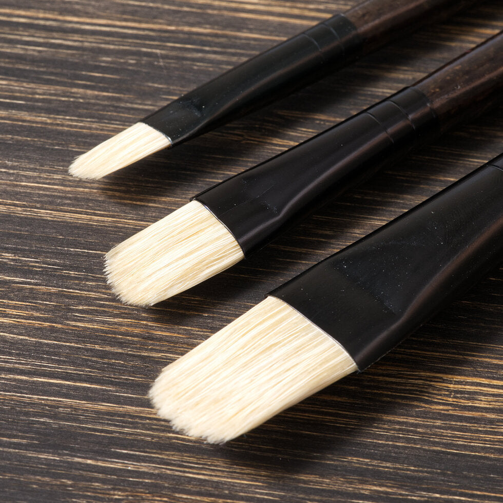 Tri-Art Artist Brushes - Long Handle Natural Bristle - Filbert