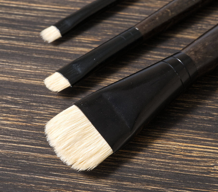 Tri-Art Artist Brushes - Long Handle Natural Bristle - Short Filbert - Art Noise