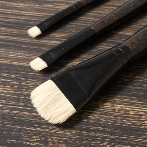 Tri-Art Artist Brushes - Long Handle Natural Bristle - Short Filbert - Art Noise