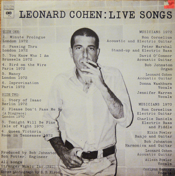 LEONARD COHEN LIVE SONGS - Art Noise